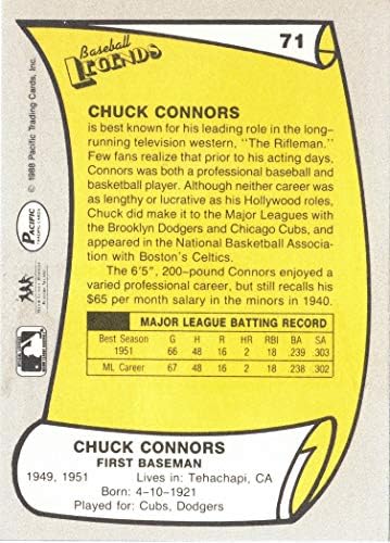 1988 Pacific Легенди на 71 Актьор бейзболни картички Чък Коннорса