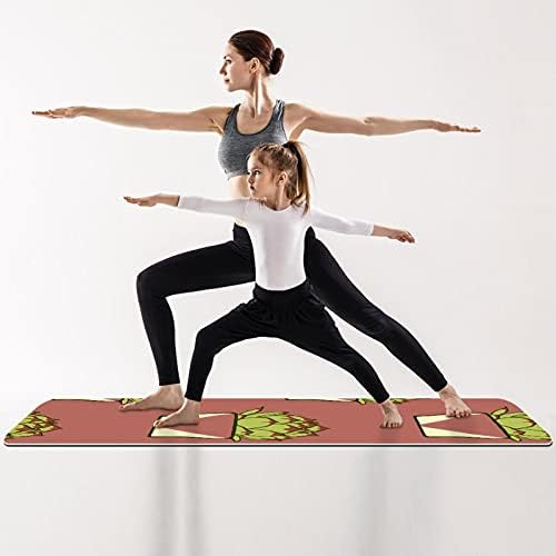 Дебел нескользящий постелката за йога и фитнес 1/4 с принтом Кактус за практикуване на Йога, Пилатес и фитнес на пода (61x183 см)