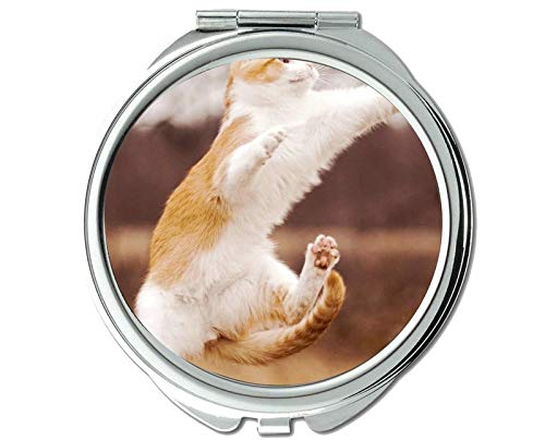 Огледало, огледало за грим, Огледало с изображение на животно котка за мъже/Жени, Увеличително 1 X 2X