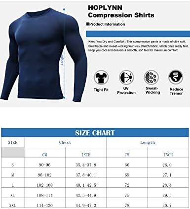 HOPLYNN 5 Опаковки Компрессионных Мъжки Ризи С Дълъг Ръкав Защита От Акне Спортна Риза Базов Слой Оборудване Тениска за Спортната Тренировка