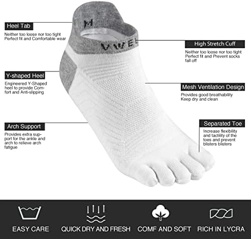 Мъжки /Дамски чорапи VWELL, Чорапи COOLMAX с пет пръста, Високо Спортни Чорапи Now Show (3 чифта)