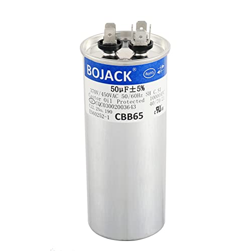 BOJACK 50 icf ±5% 50 MFD 370/450 В CBB65 през Цялата Пусков кондензатор за стартиране на двигателя променлив ток или вентилатора и охлаждане на климатика или топлинна помпа
