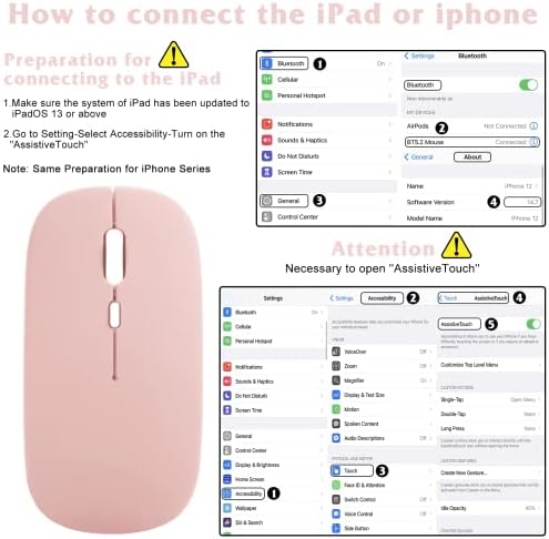 UrbanX 2,4 Ghz и Bluetooth Мишка, Акумулаторна Безжична мишка за Samsung Galaxy Tab S8 + S7 S8 + S7 FE S6 S5e Bluetooth Безжична мишка за лаптоп/PC/ Mac/ iPad pro/ Компютър/ таблет/ Android Flamingo Pink