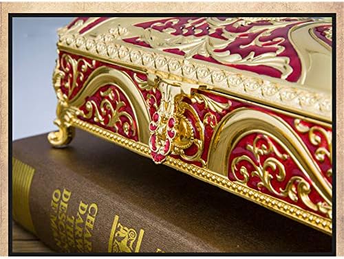 Мини-изискана кутия за съхранение на бижута DEKIKA, Кутия за Украшения, Европейската Правоъгълен Ковчег За Бижута Кутия за съхранение на подаръци за сватба, рожден Ден на Принцеса-Червен (Малко)
