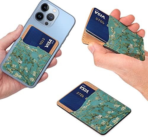 Самоклеящийся Универсален Портфейл-притежател на кредитна карта от Изкуствена кожа FINCIBO за всички мобилни телефони, Smart Mobile - Almond Blossom Van Gogh
