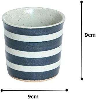 Чаша Koyo Pottery K7-19, Бяло, Синьо, Диаметър 3,5 х Височина 3,4 инча (9 х 8,7 см) х 2, Двойка чаши с кант