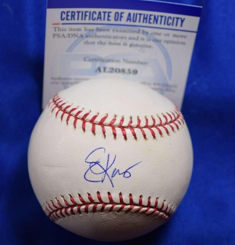Ерик Каррос на PSA ДНК Coa Автограф на Мейджър Лийг Бейзбол с Автограф OML - Бейзболни Топки С Автографи
