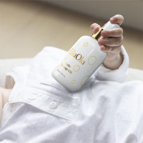 Органично бебешко масажно масло ELLAOLA - Без ароматизатори - Овлажнява чувствителната кожа и я предпазва от вредното въздействие на Cradle Cap I Дълбоко Хидратиращ формулата с естествено масло от жожоба, слънчоглед