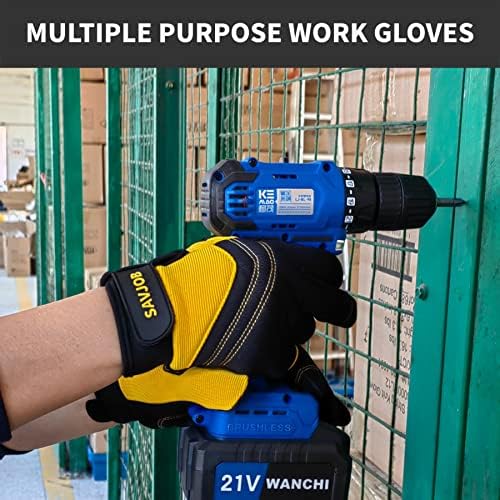 Работни Ръкавици SAVJOB Utility за мъже и Жени, Механични Ръкавици от Изкуствена Кожа, Улични Ръкавици, Отличен за Засаждане, Сензорен екран