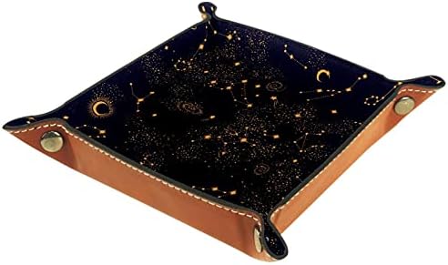 AISSO Constellation Galaxy Кожена Тава-Органайзер за Портфейл, Часовници, Ключове, Монети, Мобилни телефони и Офис оборудване