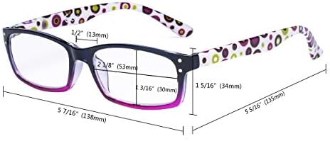 CessBlu Дамски Очила За Четене, 4 на Двойки, Цветни Очила за Четене, Грах, Дамски Очила за Четене с Пружинным тръба на шарнирна Връзка