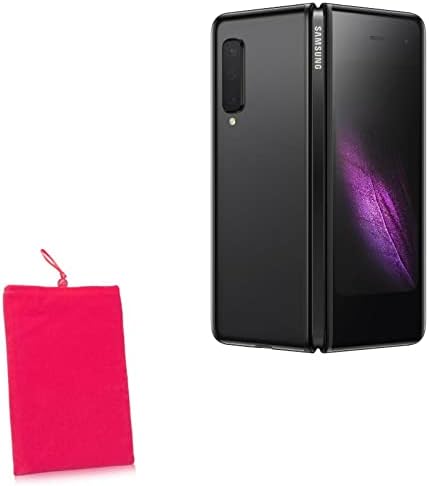 Калъф BoxWave, който е съвместим с Samsung Galaxy Fold 5G (Case by BoxWave) - Кадифена торбичка, Мек калъф от велюровой плат с завязками за Samsung Galaxy Fold 5G - Cosmo Pink