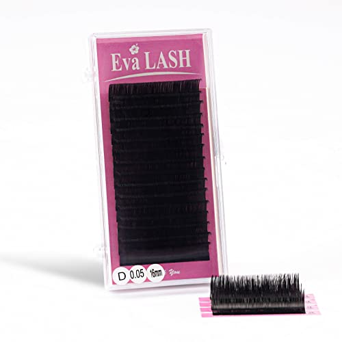 Eva LASH 16 Lines Класическо удължаване на миглите, Индивидуална опаковка, C / CC/ D / DD Curl, Дължина 8-16 мм, дебелина 0,15 / 0,2, Фалшиви мигли за самостоятелно нанасяне, Обемна опаковка за професионална употреба