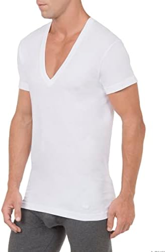2 (X) Първата Мъжки Памучен Тениска Slim Fit с дълбоко V-образно деколте Multipack