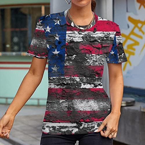 2023 Женска Тениска с Флага на Америка, Тениска на 4 юли, всеки ден на Летните олимпийски Върхове С Кръгло Деколте и Къс Ръкав, добре облечени Ежедневна Блуза, Туника, Топ