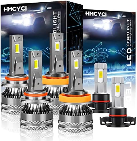 HMCYCI Подходящ за GMC sierra 1500 2500 3500 (2007-2013) Led крушки за фаровете, 9005/HB3 светлини и къси светлини H11 + 5202 led противотуманный лъч, опаковка от 6